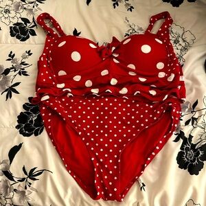 Red polkadot Liz Claiborne two piece tankini